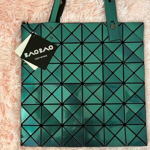 Issey Miyake Teal Geometric Tote